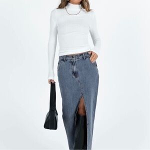 lioness barbara split denim midi maxi skirt